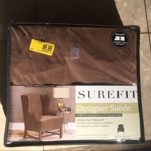 Surefit Suede wing chair slipcover